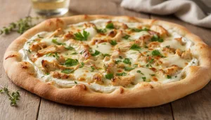découvrez notre recette facile de pizza au poulet et crème fraîche, un délice crémeux à préparer chez vous pour un repas savoureux et convivial.